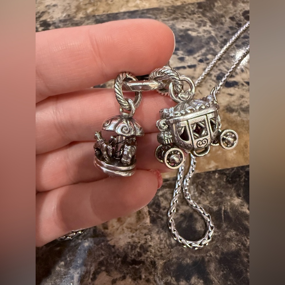 Rare Retired Brighton Amulet Necklace with Carriage & Carousel Charms - Picture 8 of 15